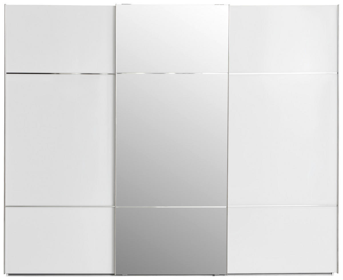 SCHWEBETÜRENSCHRANK in Weiss  - Chromfarben/Weiss, Konventionell, Glas/Holzwerkstoff (271/223/68cm) - Novel
