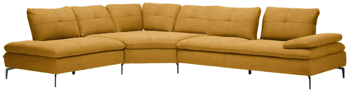 ECKSOFA in Flachgewebe Honig  271/344 cm  - Schwarz/Honig, Design, Textil/Metall (271/344cm) - Chilliano