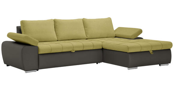 ECKSOFA in Flachgewebe Gelb, Grau  - Gelb/Grau, Design, Kunststoff/Textil (271/175cm) - Xora