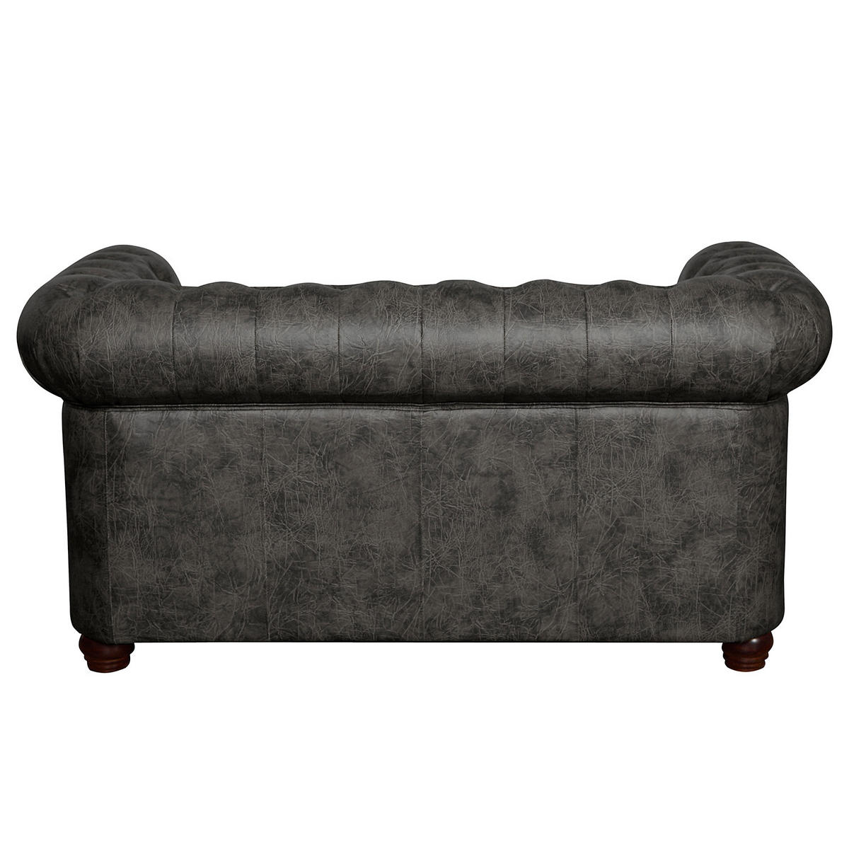 2-SITZER-SOFA Lederlook Schwarz  - Schwarz/Braun, Design, Holz/Textil (148/72/86cm) - P & B