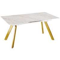 ESSTISCH Weiß, Goldfarben rechteckig  ausziehbar  - Goldfarben/Weiß, Design, Stein/Metall (160-205/90/76cm) - Novel