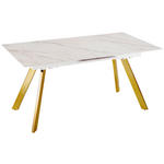 ESSTISCH Weiß, Goldfarben rechteckig  ausziehbar  - Goldfarben/Weiß, Design, Stein/Metall (160-205/90/76cm) - Novel