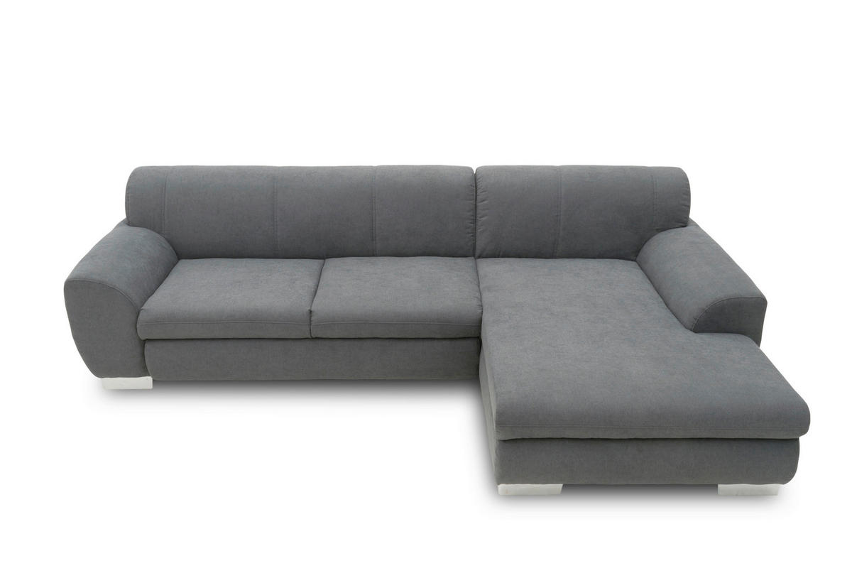 ECKSCHLAFSOFA NIKA Dunkelgrau Webstoff  - Dunkelgrau/Silberfarben, Basics, Holz/Textil (277/156cm) - MID.YOU