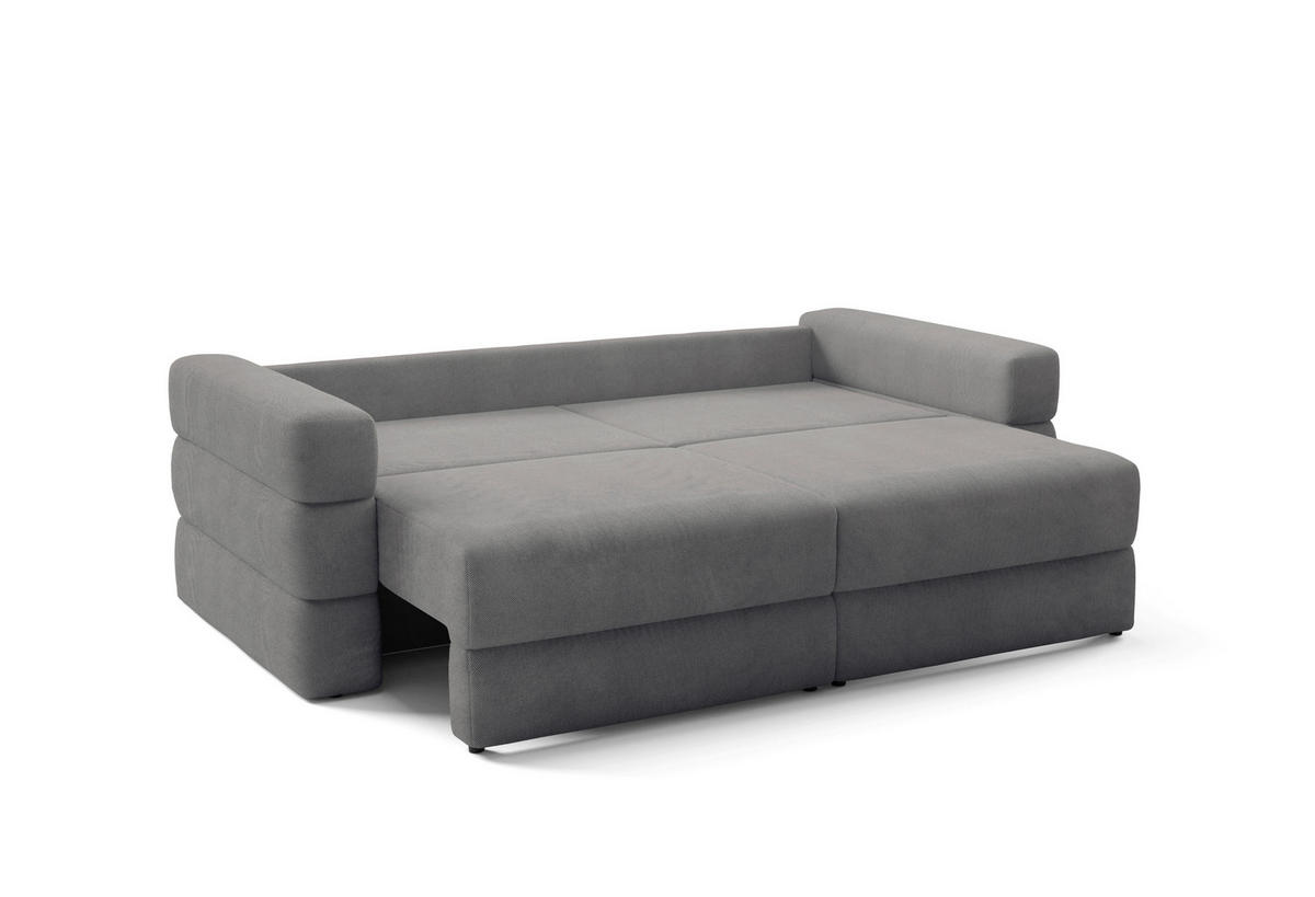 SCHLAFSOFA TERAZZO  mit Webstoff Dunkelgrau  - Dunkelgrau/Schwarz, Design, Kunststoff/Textil (254/93/167cm) - Livetastic