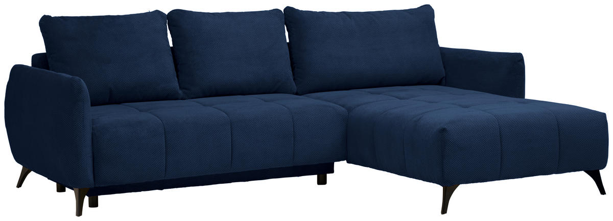 HÖRNSOFFA i struktur, plysch mörkblå  - svart/mörkblå, Design, metall/textil (287/197cm) - Livetastic