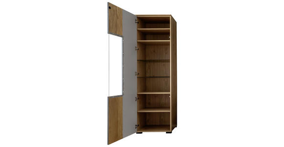 VITRINE in furniert Wildeiche Greige, Wildeiche - Wildeiche/Greige, Design, Glas/Holz (60/200/45cm) - Moderano