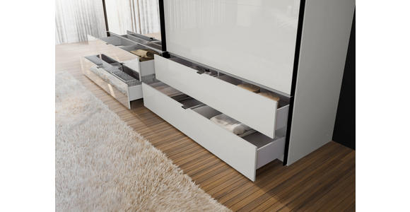 SCHWEBETÜRENSCHRANK 252/222/68 cm 2-türig Weiß  - Schwarz/Weiß, Design, Glas/Holzwerkstoff (252/222/68cm) - Dieter Knoll