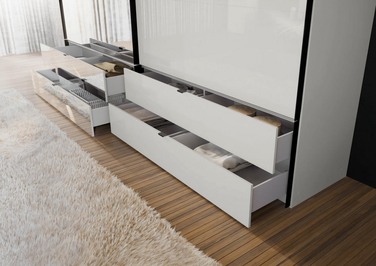 SCHWEBETÜRENSCHRANK 252/222/68 cm 2-türig Weiß  - Schwarz/Weiß, Design, Glas/Holzwerkstoff (252/222/68cm) - Dieter Knoll