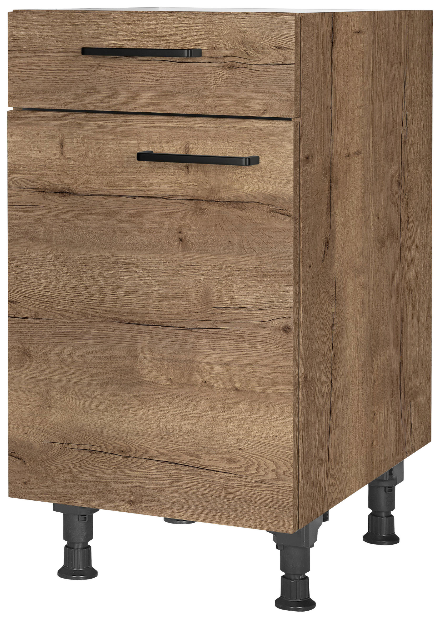 SCHUBKASTENUNTERSCHRANK 45/87/56 cm in Eiche dunkel - Eiche dunkel/Schwarz, MODERN, Holzwerkstoff/Metall (45/87/56cm) - Nobilia