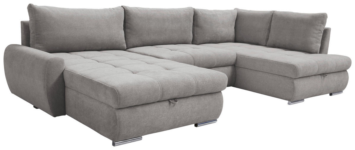 ECKSOFA in Velours Fango  - Chromfarben/Fango, Design, Kunststoff/Textil (174/322/173cm) - Livetastic