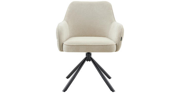 ARMLEHNSTUHL  Sitzfläche 360° drehbar, automatische Rückholfunktion Webstoff  - Beige/Schwarz, Design, Textil/Metall (62/86/65cm) - Carryhome