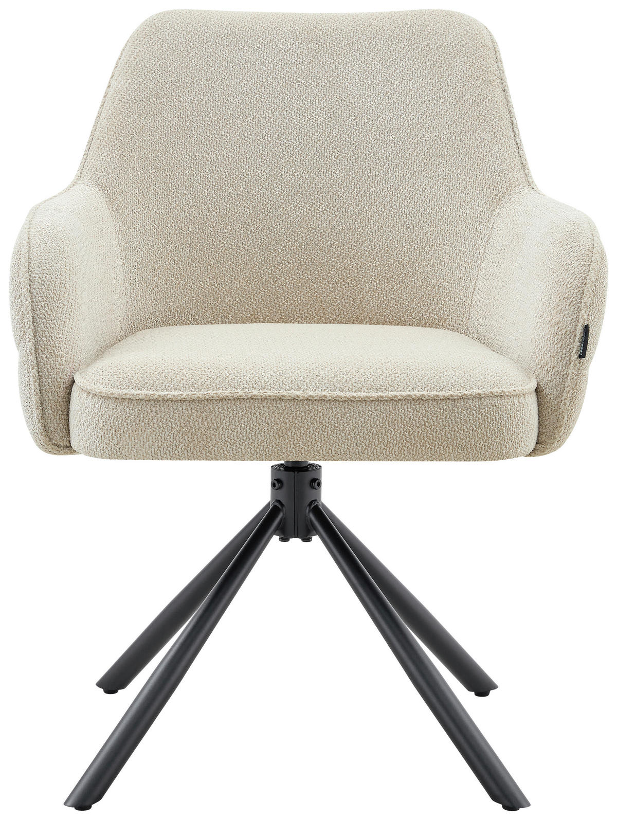 ARMLEHNSTUHL  Sitzfläche 360° drehbar, automatische Rückholfunktion Webstoff  - Beige/Schwarz, Design, Textil/Metall (62/86/65cm) - Carryhome