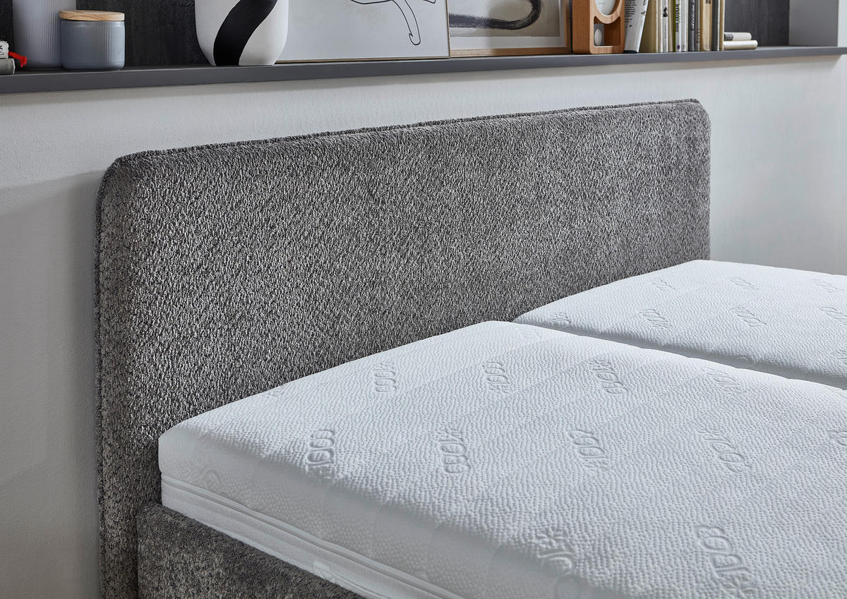 POLSTERBETT Grau 160/200 cm  - Buchefarben/Grau, KONVENTIONELL, Holz/Holzwerkstoff (160/200cm) - Carryhome