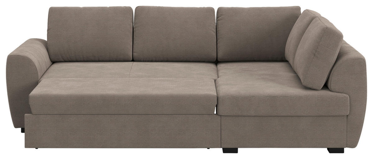 ECKSOFA Taupe Cord Zierkissen, Bettkasten  - Taupe/Schwarz, Trend, Kunststoff/Textil (253/154cm) - MID.YOU