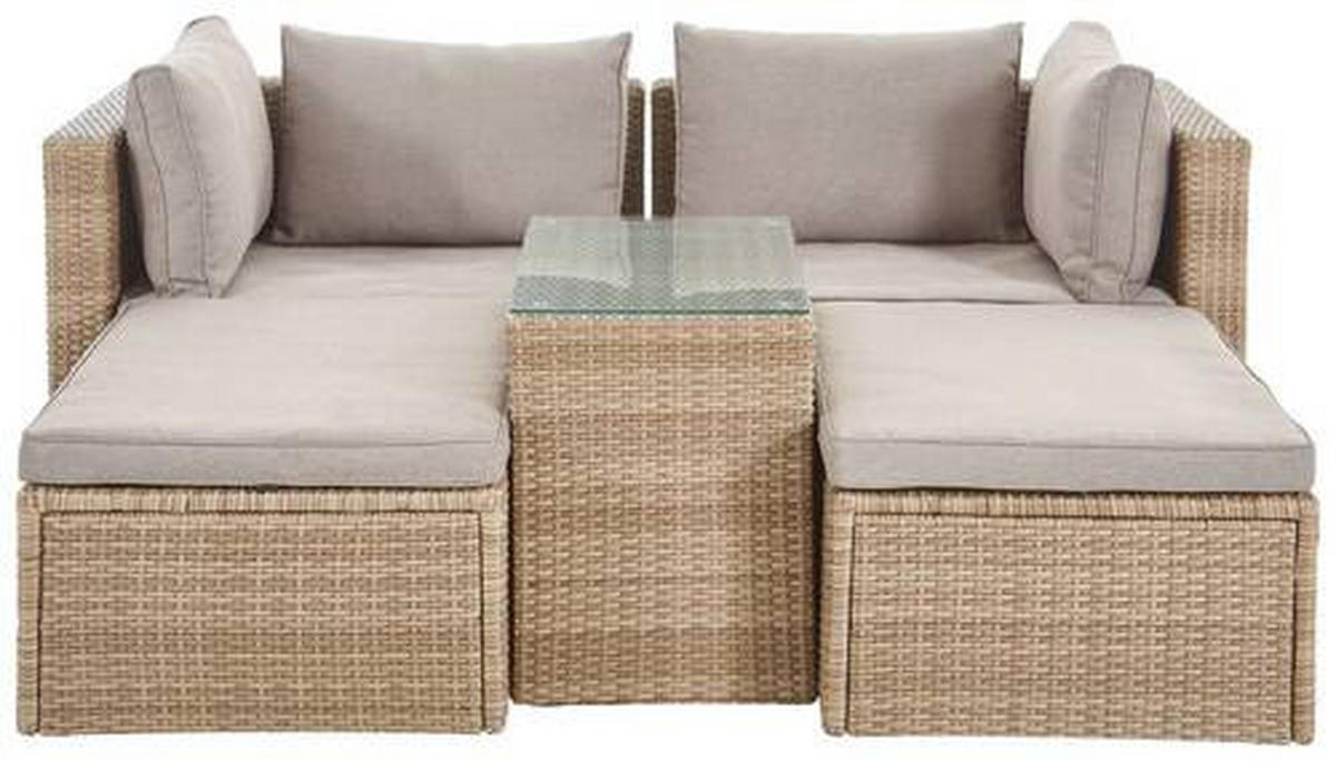 LOUNGEGARNITUR  - Braun/Grau, MODERN, Glas/Kunststoff - Ambia Garden