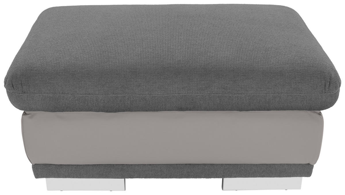 HOCKER Mikrofaser Grau, Dunkelgrau  - Chromfarben/Dunkelgrau, KONVENTIONELL, Textil/Metall (97/47/67cm) - MID.YOU