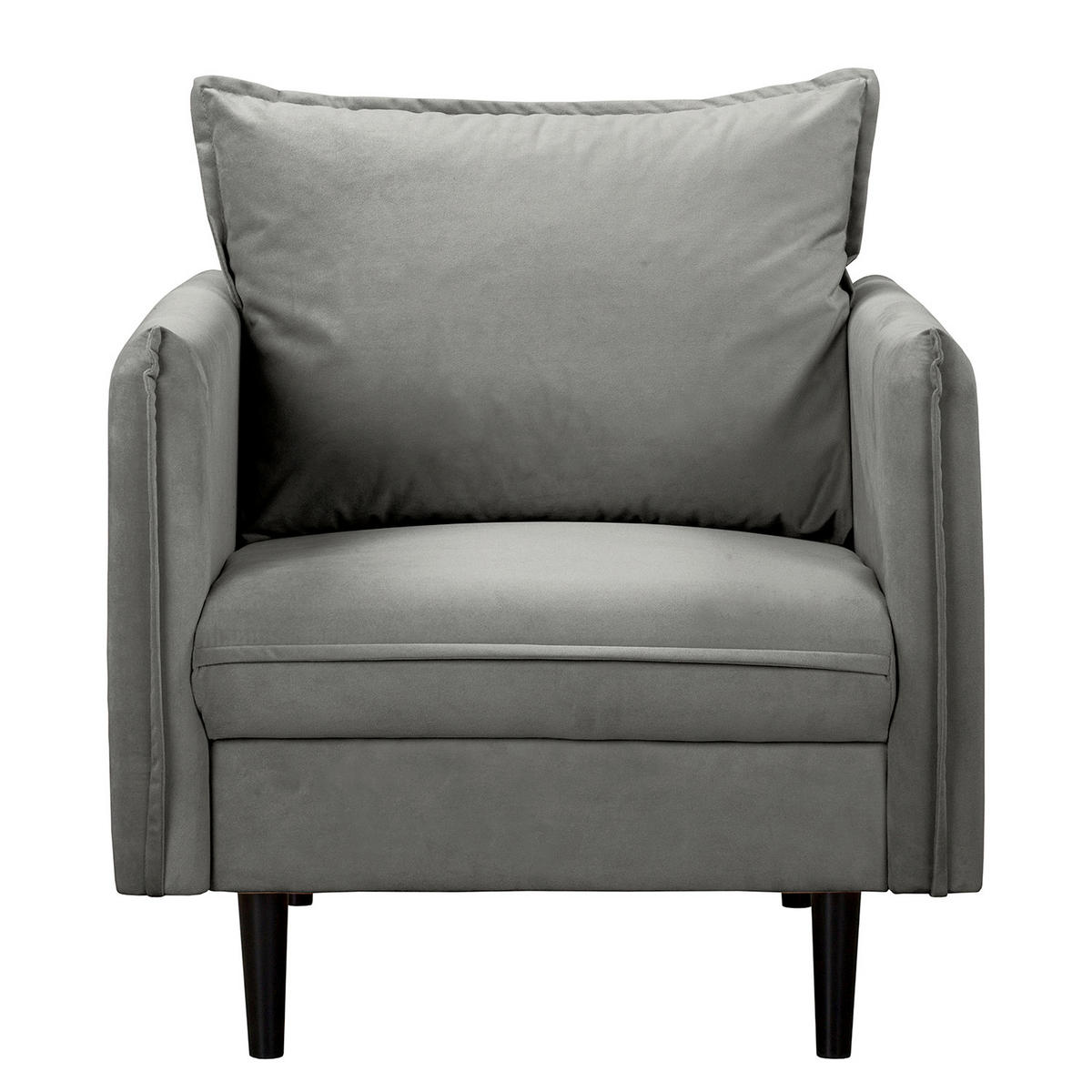 SESSEL in Samt Dunkelgrau  - Dunkelgrau/Schwarz, Design, Holz/Textil (74/86/100cm) - P & B