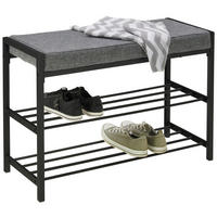 KLOP S PROSTOROM ZA ČEVLJE črna, temno siva - temno siva/črna, Design, kovina/tekstil (80/52/30cm) - Carryhome