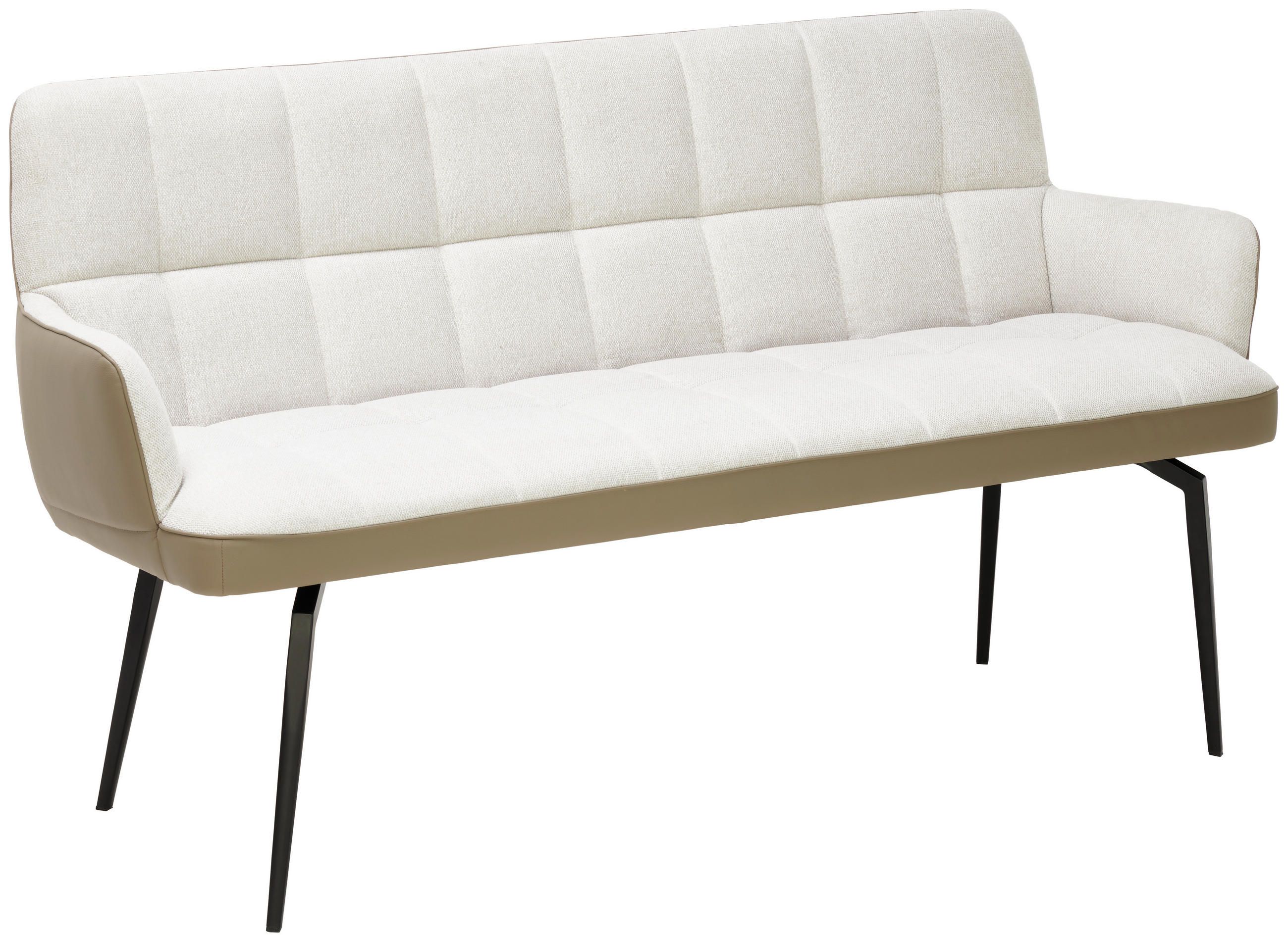 SITZBANK 162/88/63 cm Lederlook, Webstoff Beige, Hellbraun  - Hellbraun/Beige, MODERN, Textil/Metall (162/88/63cm) - Livetastic