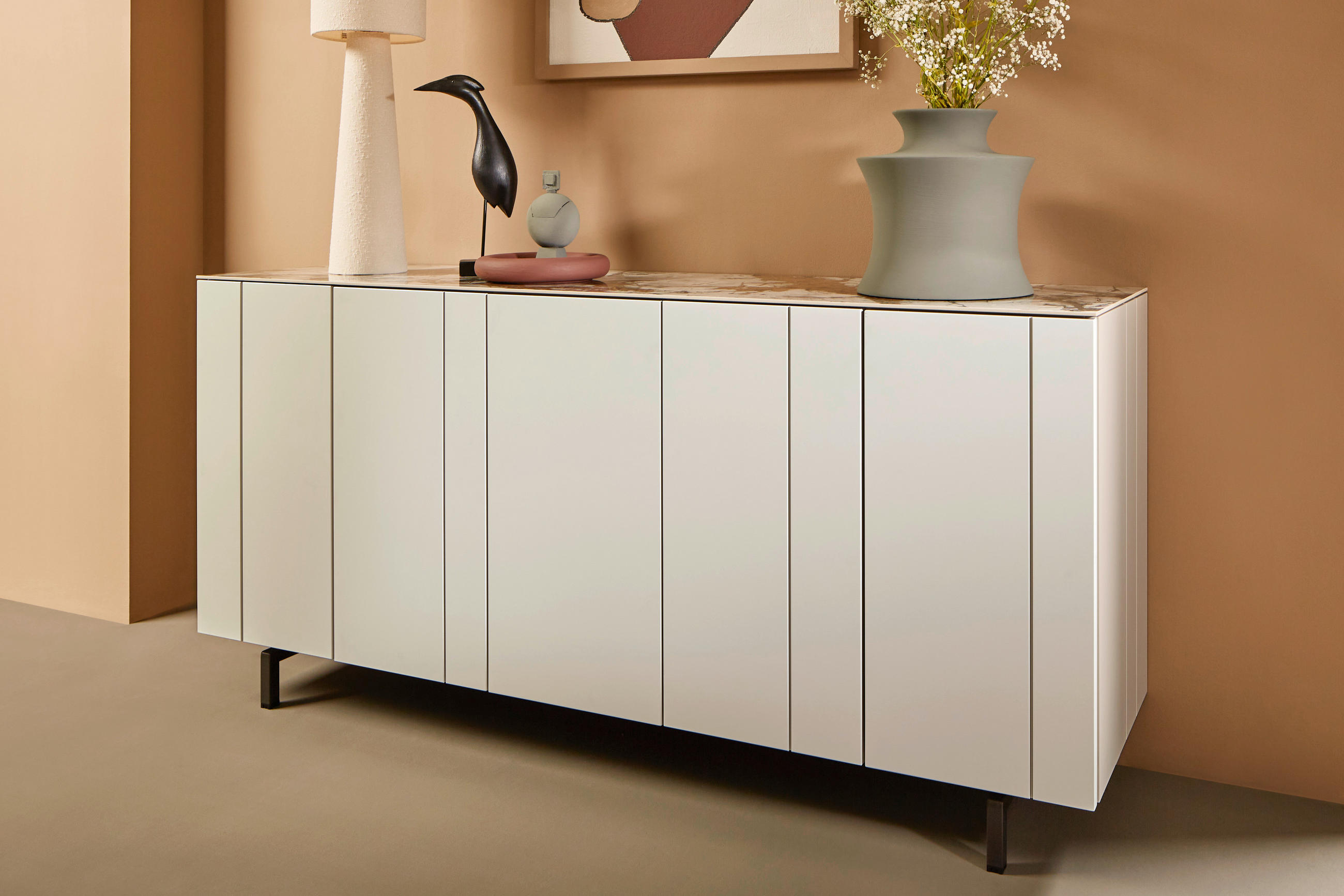 SIDEBOARD Perlmutt  180/85/45 cm  - Perlmutt/Schwarz, Design, Holzwerkstoff/Metall (180/85/45cm) - Johann Jakob