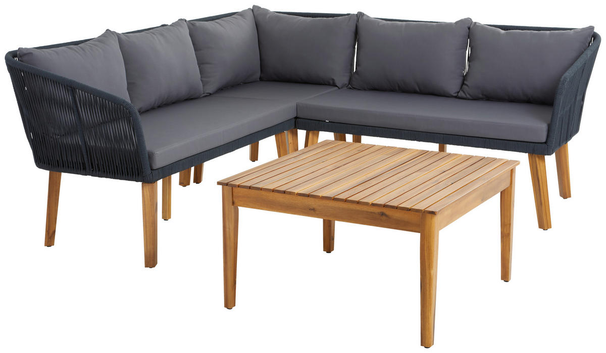 TERASOVÁ SEDACIA SÚPRAVA drevo, kov, textil - farba akácie/antracitová, Modern, kov/drevo (199/199cm) - Ambia Garden