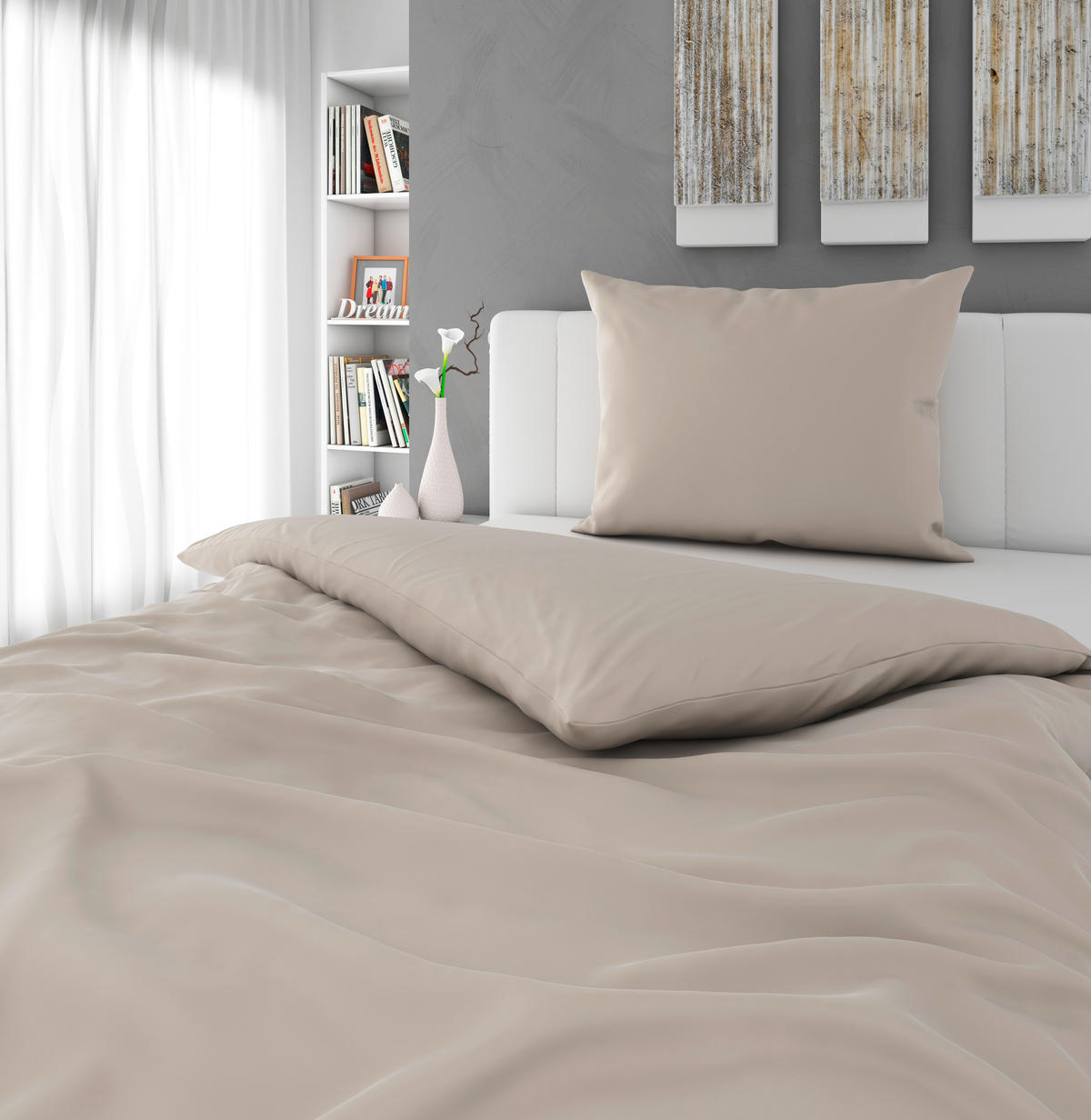 PÅSLAKANSET TANJA satin 150/210 cm  - beige, Basics, textil (150/210cm) - Novel
