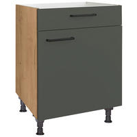 KOCHFELDUMBAUSCHRANK 60/87/56 cm  Grün, Eichefarben  - Eichefarben/Schwarz, Modern, Holzwerkstoff/Metall (60/87/56cm) - Nobilia