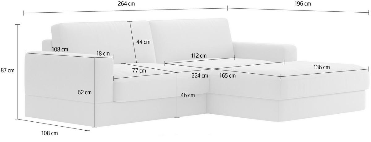 ECKSOFA FABIO E Braun Mikrofaser  - Schwarz/Braun, MODERN, Kunststoff/Textil (264/196cm) - Sit & More