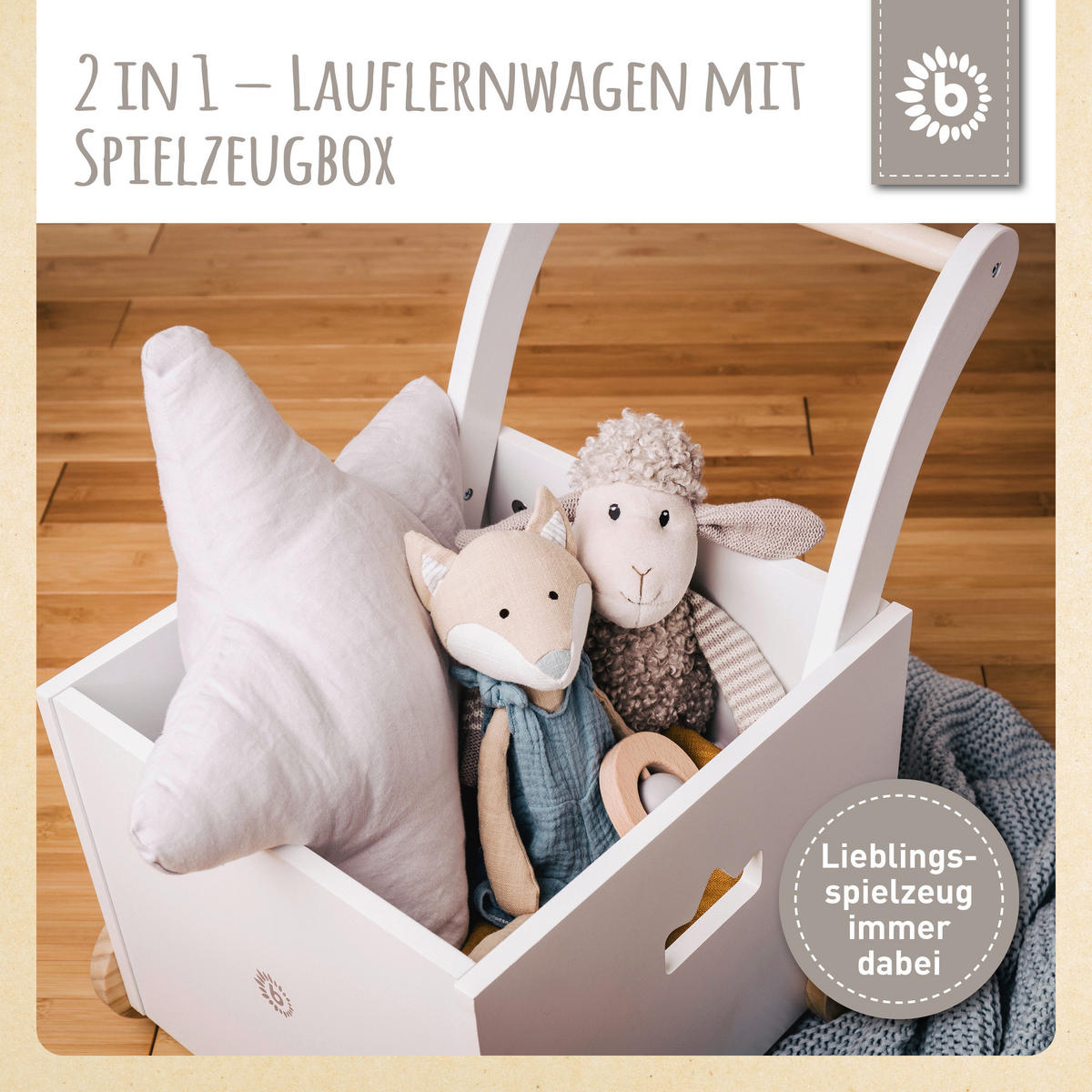 LAUFLERNWAGEN BOX  - Weiß, KONVENTIONELL, Holz (46/35/49,5cm)