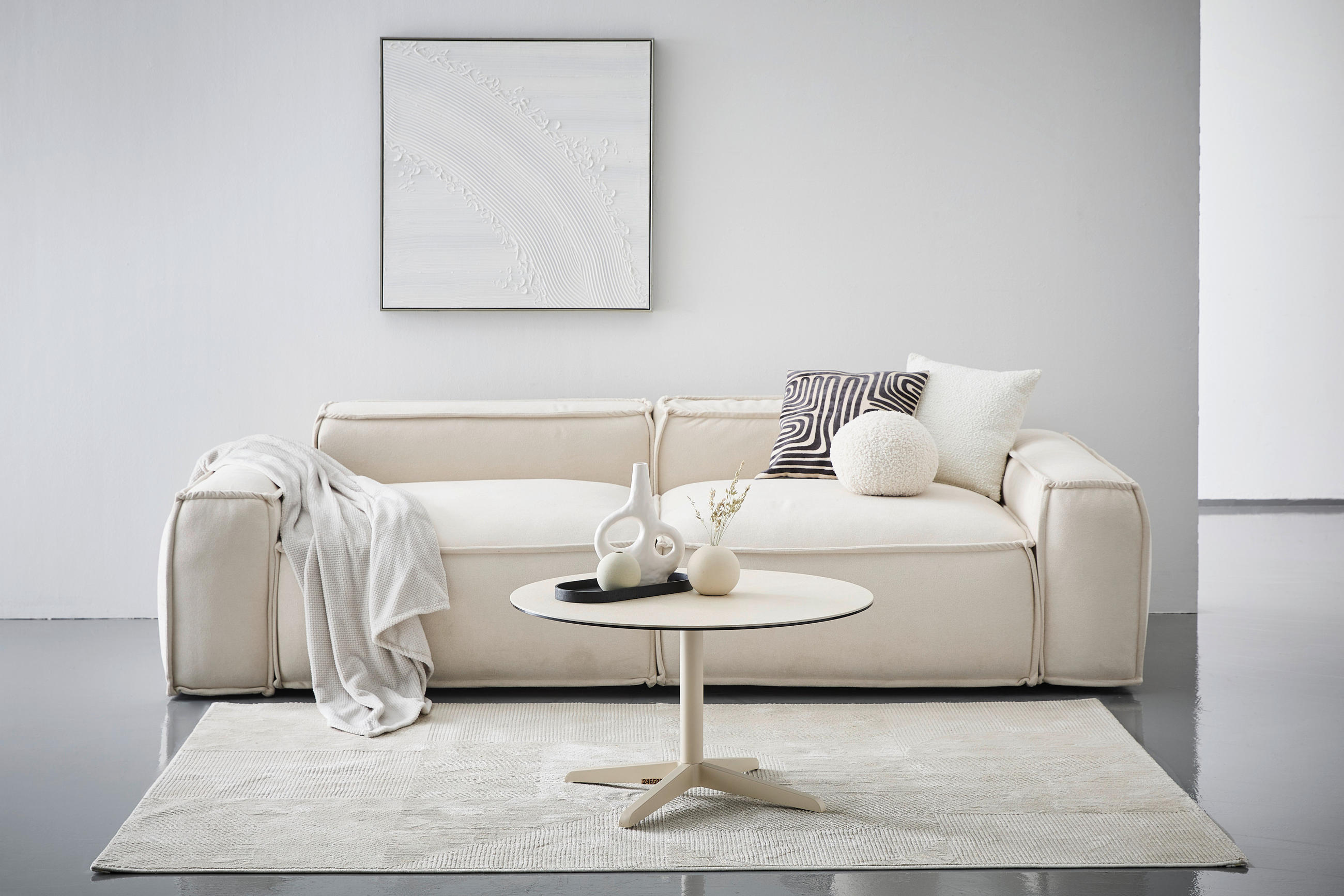COUCHTISCH 80/80/45 cm rund Creme  - Creme, Design, Keramik/Metall (80/80/45cm) - Livetastic