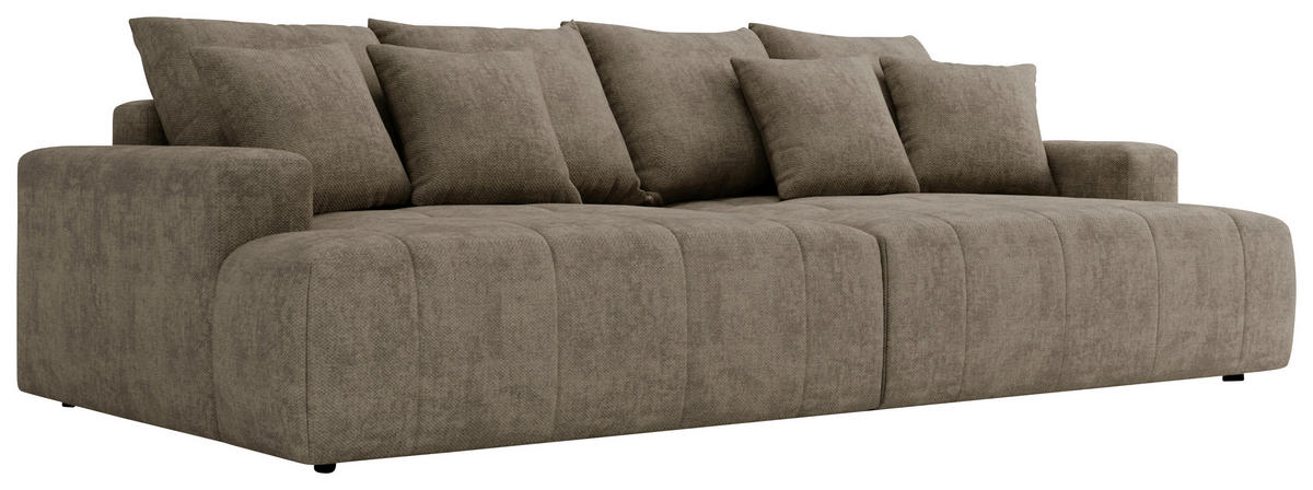 BIGSOFA ADELE Chenille Hellbraun  - Hellbraun/Schwarz, Design, Kunststoff/Textil (270/85/136cm) - Livetastic