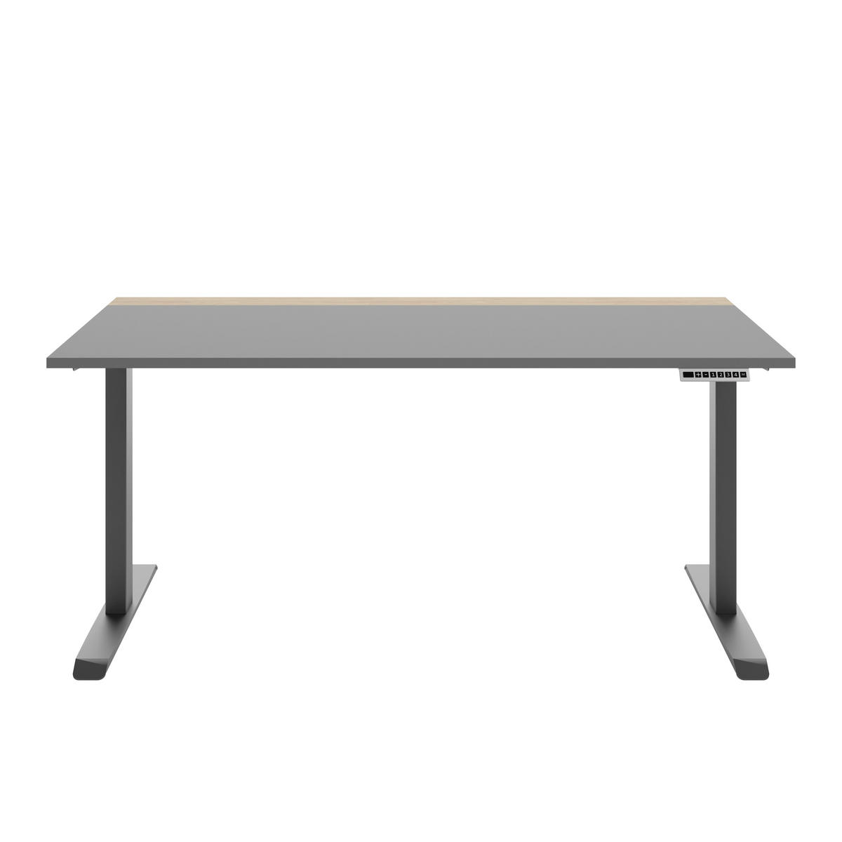SCHREIBTISCH 160/75/72-122 cm  in Grau, Hickory  - Anthrazit/Grau, MODERN, Holzwerkstoff/Metall (160/75/72-122cm) - Novel
