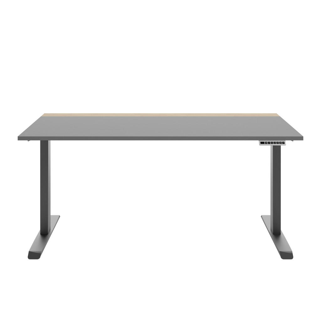 Thumbnail - Novel Schreibtisch Colorado, Grau, Hickory, Metall, Holzwerkstoff, rechteckig, Kufe, 75x72-122x160 cm, höhenverstellbar,...