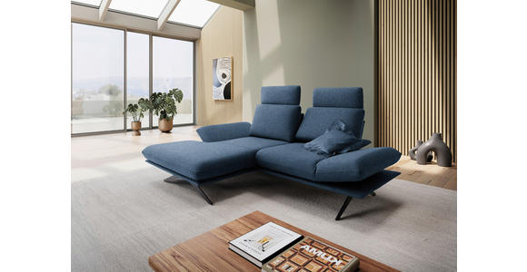ECKSOFA  in Flachgewebe Blau  155/234 cm  - Blau/Schwarz, Design, Textil/Metall (155/234cm) - Dieter Knoll