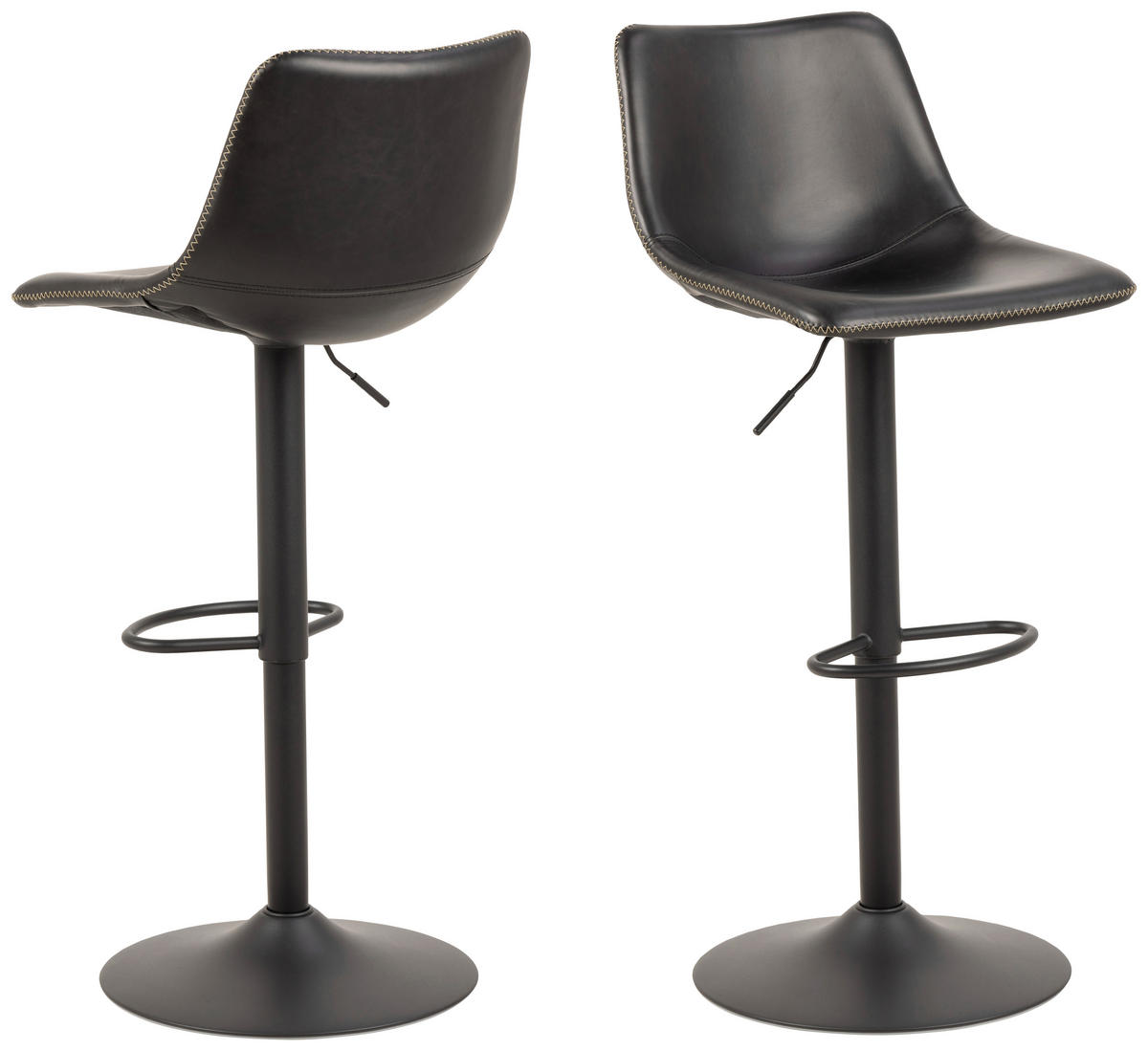BARHOCKER Lederlook Schwarz  - Creme/Schwarz, Trend, Textil/Metall (47/110/51cm) - MID.YOU