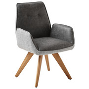ARMLEHNSTUHL in Grau - Eichefarben/Grau, Design, Holz/Textil (65/89/60cm) - Venda
