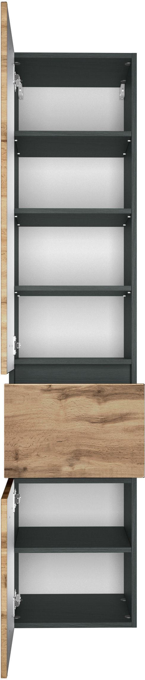 HOCHSCHRANK 40/180/35 cm  - Silberfarben/Eiche Wotan, Design, Holzwerkstoff/Kunststoff (40/180/35cm) - Held