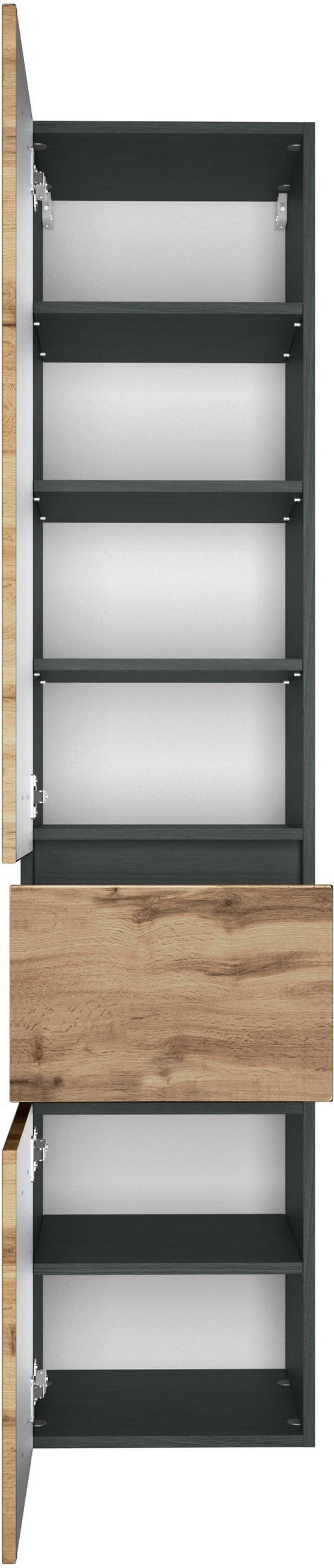HOCHSCHRANK 40/180/35 cm  - Silberfarben/Eiche Wotan, Design, Holzwerkstoff/Kunststoff (40/180/35cm) - Held