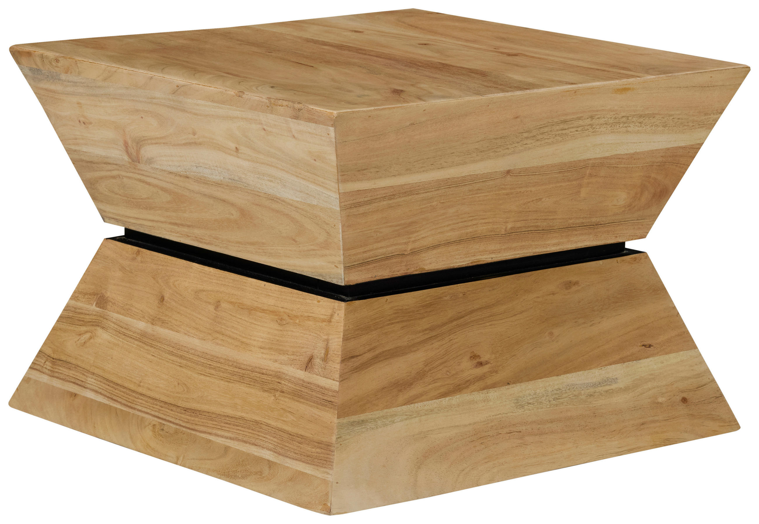 BEISTELLTISCH 55/55/40 cm Akazie vollmassiv Schwarz, Akaziefarben quadratisch  - Schwarz/Akaziefarben, Design, Holz (55/55/40cm) - Livetastic