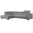 ECKSOFA in Mikrofaser Hellgrau  - Hellgrau/Schwarz, Design, Textil/Metall (207/301cm) - Xora