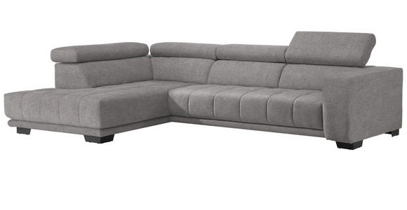 ECKSOFA in Mikrofaser Hellgrau  - Hellgrau/Schwarz, Design, Textil/Metall (207/301cm) - Xora