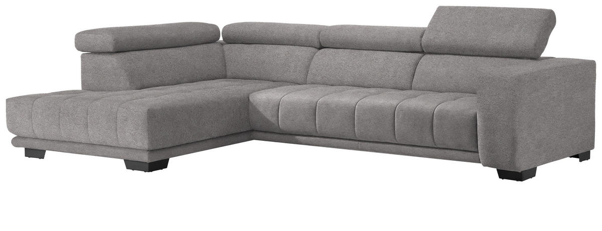 ECKSOFA in Mikrofaser Hellgrau  - Hellgrau/Schwarz, Design, Textil/Metall (207/301cm) - Xora