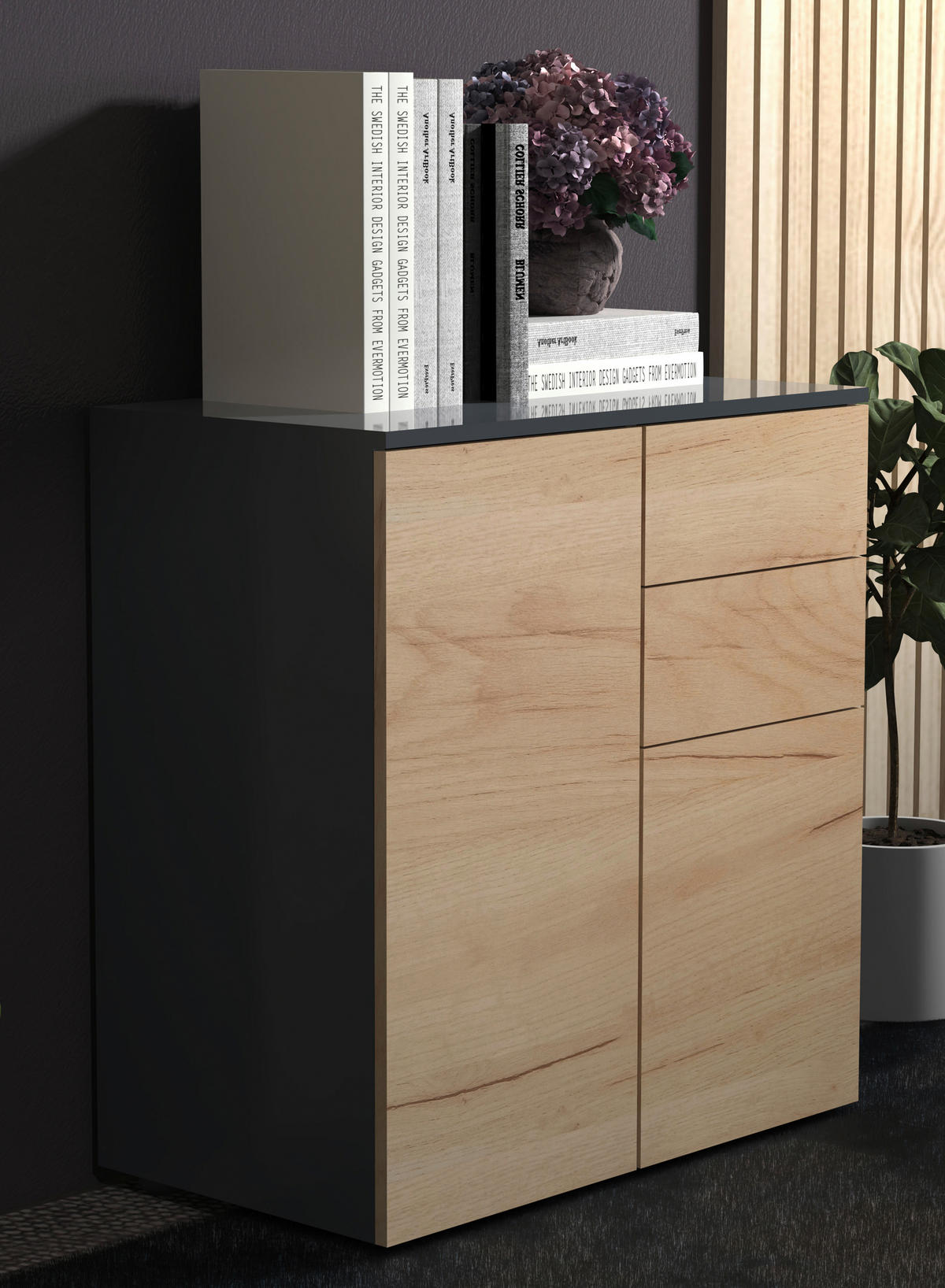 KOMMODE 70/77/39 cm  in Honigeiche, Anthrazit  - Honigeiche/Anthrazit, Modern, Holzwerkstoff/Kunststoff (70/77/39cm) - MID.YOU