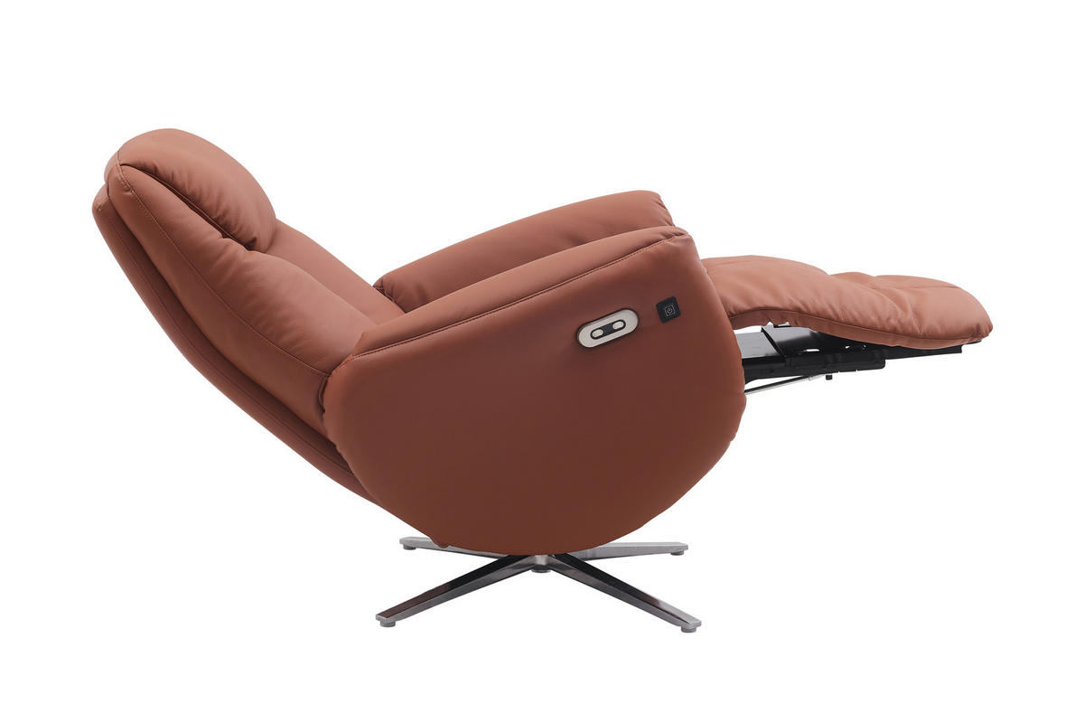 MASSAGESESSEL Echtleder Lederlook Braun    - Chromfarben/Braun, Design, Leder/Textil (79/110/85cm) - Livetastic