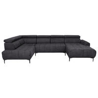 WOHNLANDSCHAFT in Velours Dunkelbraun  - Dunkelbraun/Schwarz, Design, Textil/Metall (191/340/172cm) - Stylife