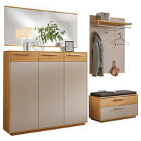 GARDEROBE 5-teilig  in 215/195/40 cm  - Taupe/Eichefarben, Design, Glas/Holz (215/195/40cm)