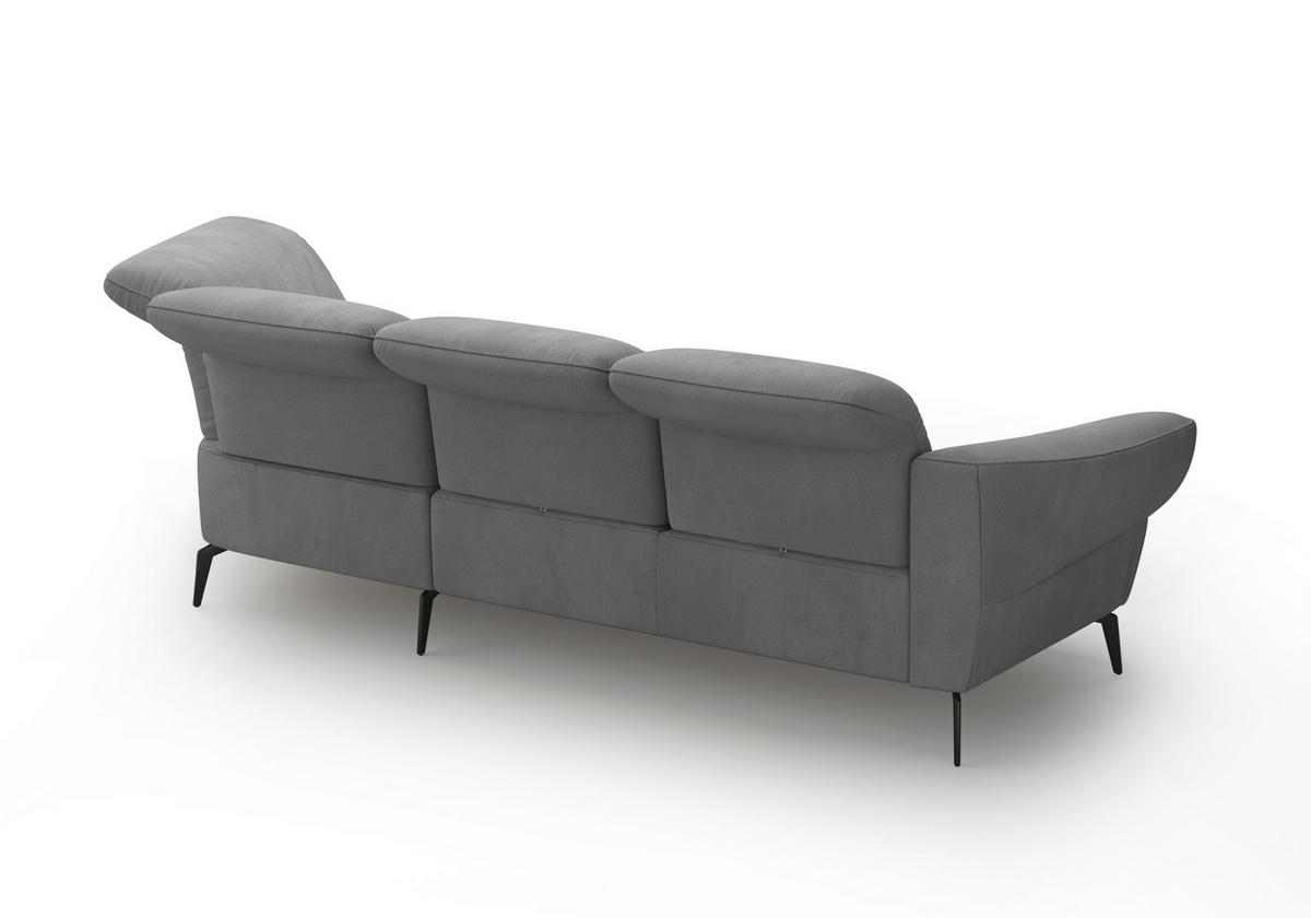 ECKSOFA in Flachgewebe Grau  - Schwarz/Grau, Modern, Textil/Metall (313/208cm) - Sit & More