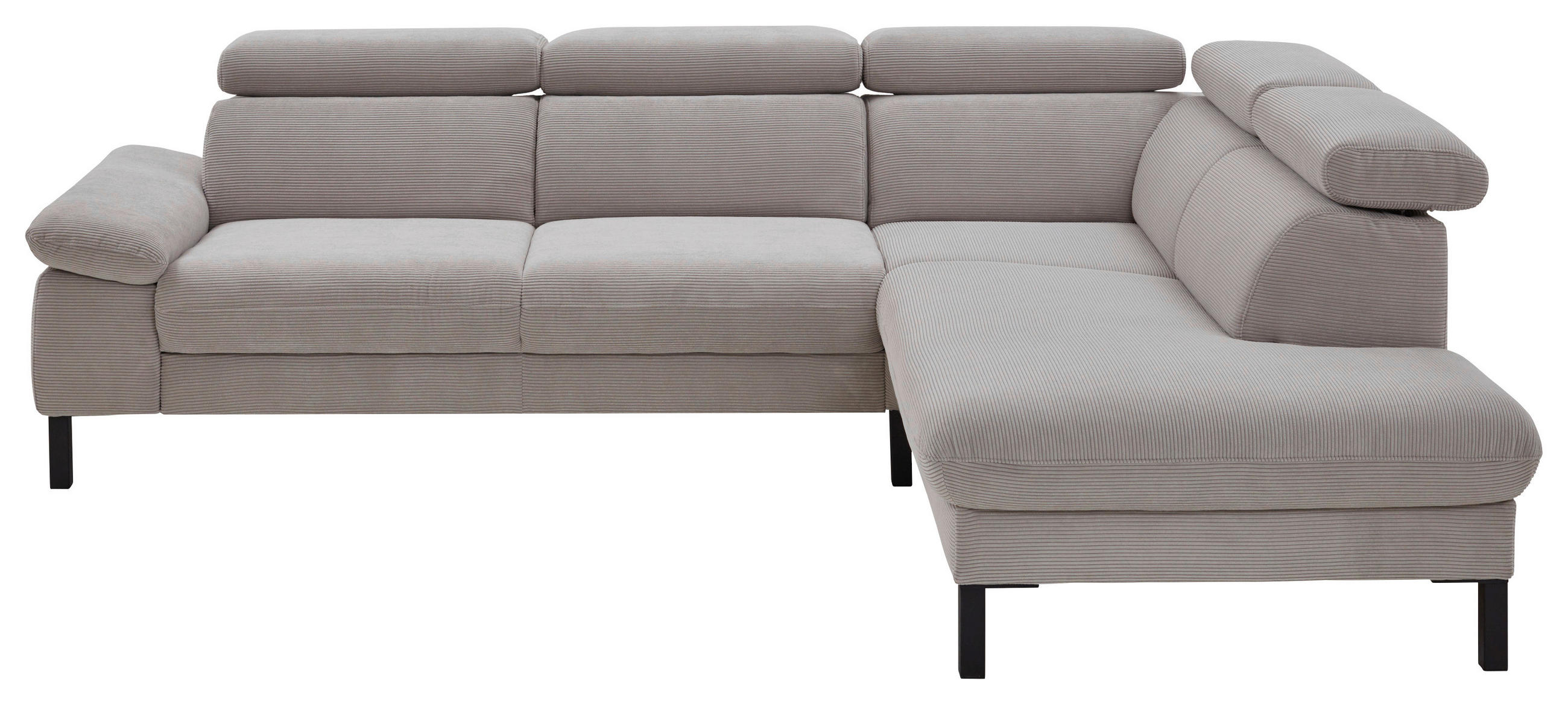 ECKSOFA in Cord Grau  - Schwarz/Grau, Design, Holzwerkstoff/Textil (272/217cm) - Pure Home Comfort