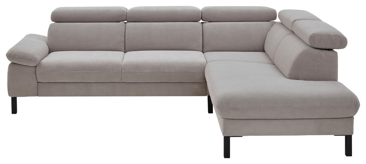 ECKSOFA in Cord Grau  - Schwarz/Grau, Design, Holzwerkstoff/Textil (272/217cm) - Pure Home Comfort
