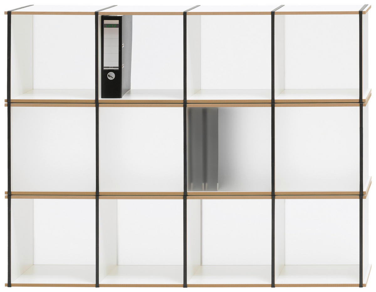 AKTENREGAL Weiß  - Weiß, MODERN, Glas/Holzwerkstoff (35/140/35cm) - Tojo